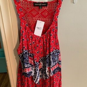 red and blue tank top